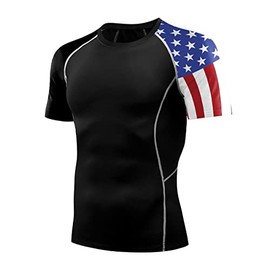 Men's Rash Guard Shirts UPF 50+ UV Short Sleeves Compression Shirt Training Jiu Jitsu BJJ Sports Fitness Gym Tops