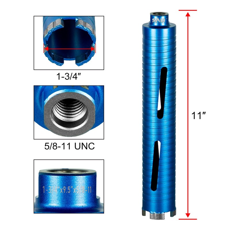 SALI Diamond Core Drill Bits 1 3/4" Diameter 10"/254mm Drilling