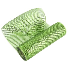 MEEDEE Moss Green Deco Mesh 10 Inch Rolls Deluxe Wide Foil Metallic Mesh Fabric Moss Green Mesh Ribbon for Christmas Tree, Wreaths, Garland, Gift Wrapping, Bows Making (30 Feet)