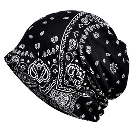 Qunson Women's Printed Baggy Slouchy Beanie Chemo Hat Cap Pack of 2