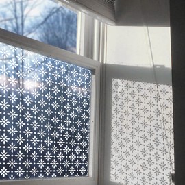 ChicSkin Pure White Window Film Decorative Pattern Design, Removable See Through Static Cling for Glass Window Door, Abstract Floral 78.74"x15.35"