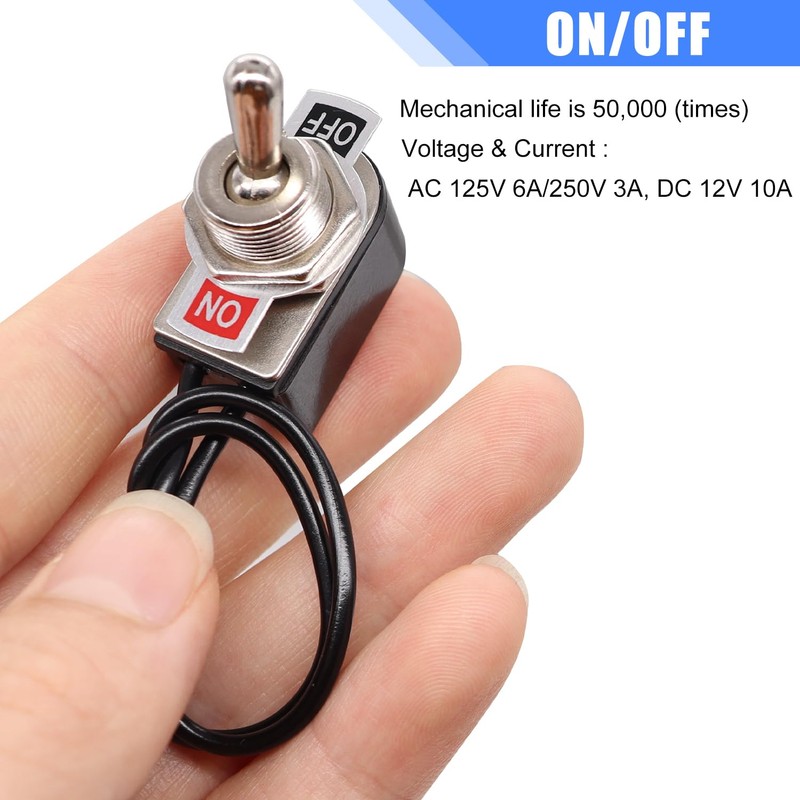 Taiss 2pcs Toggle Switch SPST 2 Position Latching ON/Off 6A
