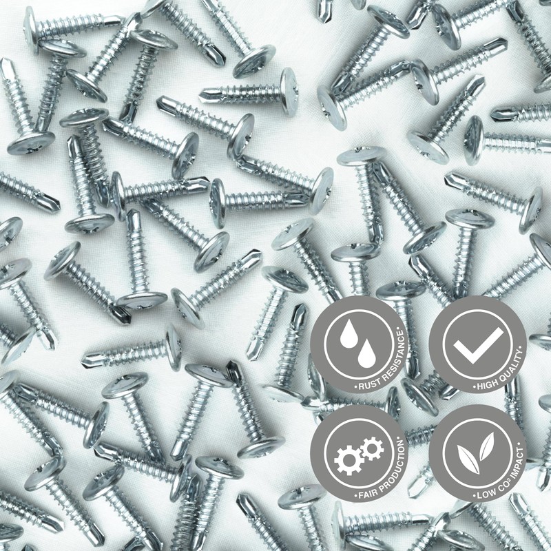 20 x Self-Tapping Screws with Flange - Rustproof, Galvanised -