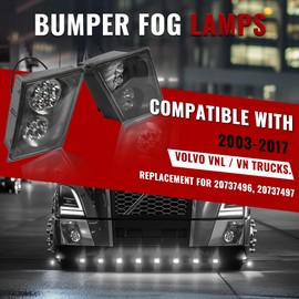 HECASA LED Fog Lights Pair Compatible with 2003-2017 Volvo VNL/VN Trucks Replacement for 20737496 20737497 New Bumper Lamp Driver Passenger