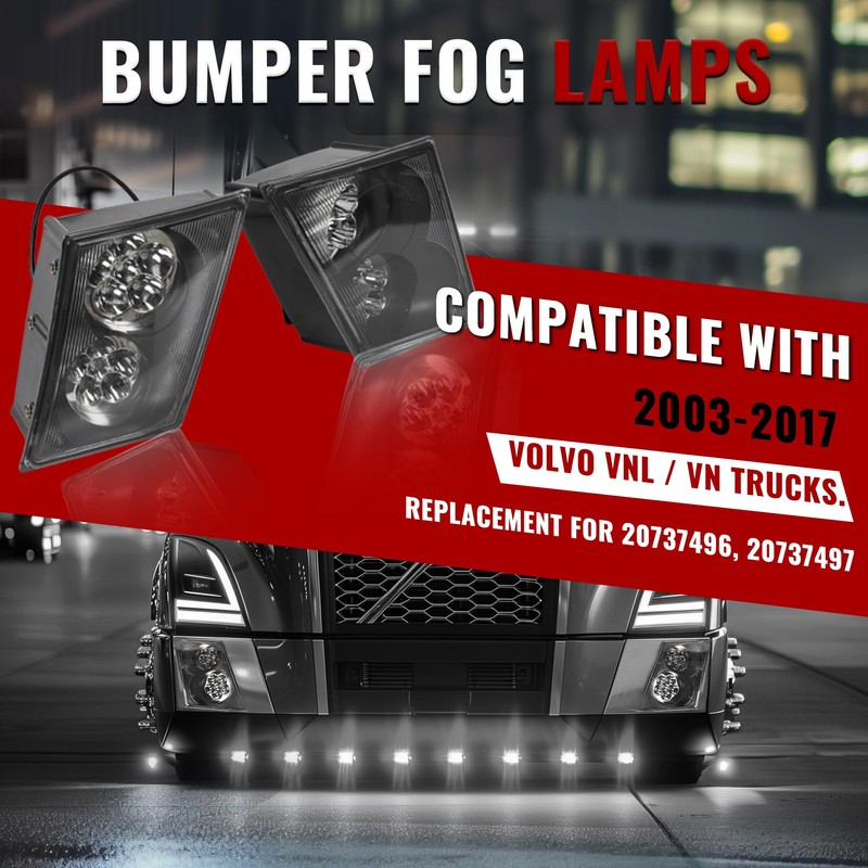 HECASA LED Fog Lights Pair Compatible with 2003-2017 Volvo VNL/VN