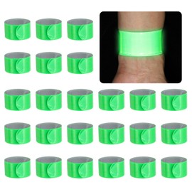 PATIKIL 22cm Reflective Bands, 24pcs Reflective Arm Bands Straps Wrist Reflective Running Gear Safety Reflective Straps Bracelets High Visibility for Night Walking Bicycle, Green