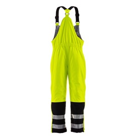 RefrigiWear Insulated Bib Overalls - Rated -20°F Insulated Coveralls - Wind-Resistant Snow Pants - Waterproof Mens Overalls - Black/Lime - X-Large