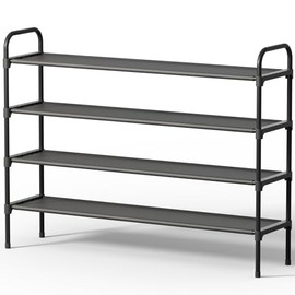 Kitsure Extra-Long Shoe Rack for Closet, Shoe Organizer for Front Door Entrance, Stackable Shoe Shelf, Detachable Closet Organizers and Storage, 39.0" Wide - 4 Tier, Black