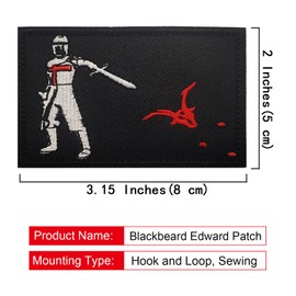 EmWoot 2PCS Blackbeard Edward Patches Crusaders Slay Demon Patches Pirate Flag Patch Embroidered Tactical Morale Patch Hook and Loop