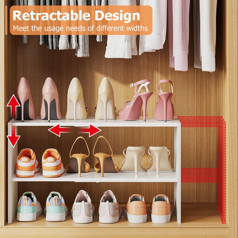X-cosrack 2-Tier Shoe Rack Organizer for Closet, Expandable and Adjustable
