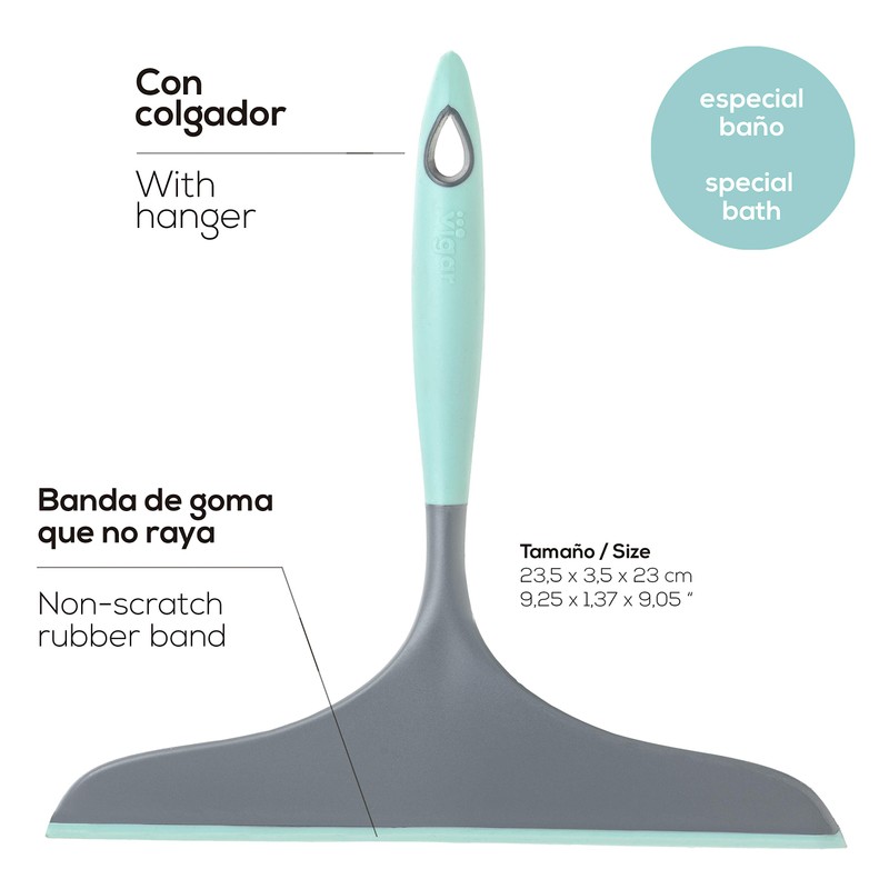 Vigar Hergo Squeegee Shower Shelf for Hanging, Grey and Turquoise,