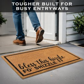 MAINEVENT Bless This Hizzle Fo Shizzle Door Mat 30x17 Inch, Funny Doormat Outside Coir Decor w/Non-Slip PVC Backing