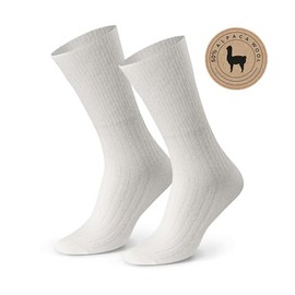 Socks 50% Alpaca Wool for Men and Women - Hypoallergenic Thermal Insulating Seamless, with Soft Waistband, Comfortable and Comfortable to the Touch, ecru, 35-37