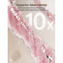 Hicober Microfiber Hair Towel, 2Packs Super Absorbent Hair Wrap Turban, Head Plopping Towels Sleep Cap Bath Towels Shower Essentials (Pink,Grey)