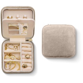 Benevolence LA Plush Velvet Jewelry Box | Travel Jewelry Case Organizer with Mirror | Featured in Oprah's Favorite Things | Best Gifts For Daughter, Girlfriend, Mom | Gifts For Her - Sage