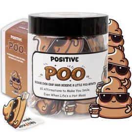 Positive Poo Jar – 60 Funny Affirmation Cards, Gag Gifts for Men, Women, Coworkers, Teens, Tween, Teen Girl Gift Trendy Stuff, Gifts for Dad, Bonus Dad, Back to School Gift (Positive Poo)