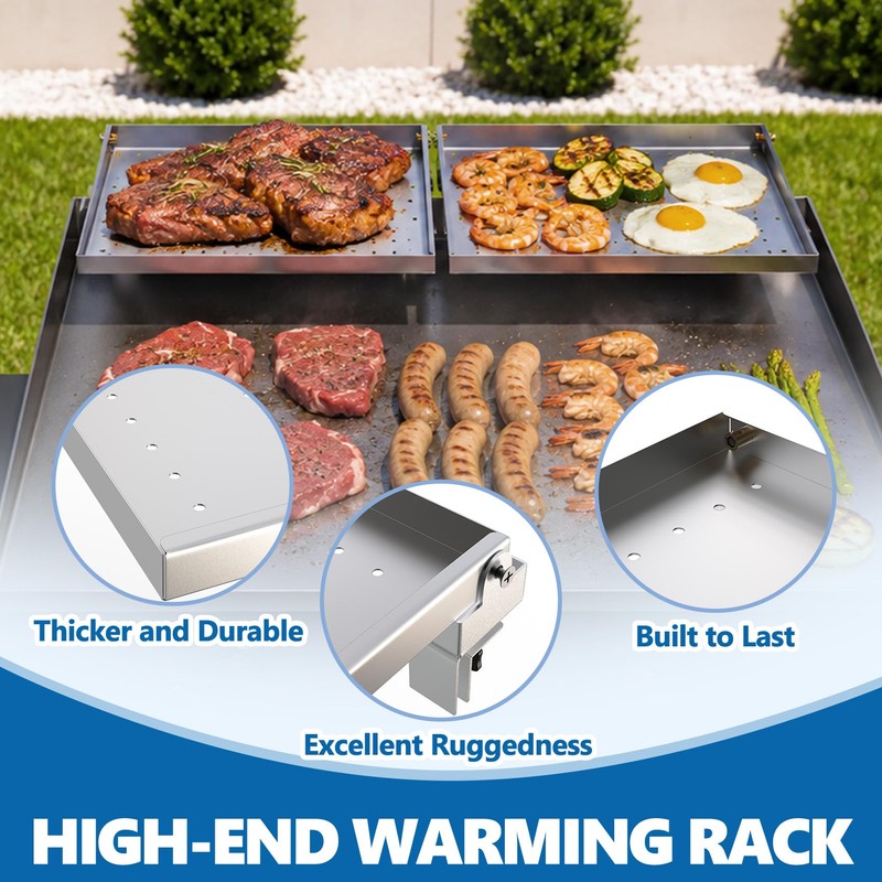 Reversible Griddle Warming Rack/Shelf for Blackstone 28" Griddle, 2-Pack SS