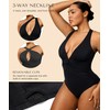 SHAPELLX Plus Size Swimsuits for Women Tummy Control V Neck