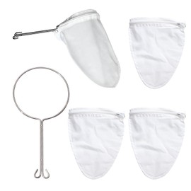 PLLDVEFD 1 Piece Stainless Steel Ring, 3 Piece Filter Bag, Multi-Function Filter Bag, Reusable Filter, Cheese Yogurt Nut Milk Filter Props.