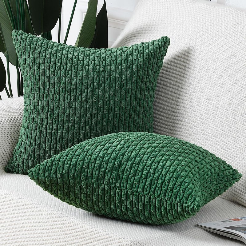 Madizz Set of 2 Decorative Pillow Covers Soft Corduroy Luxury