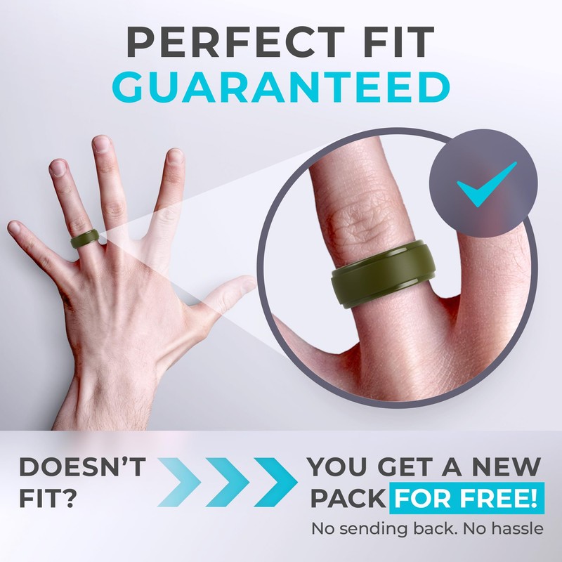 ThunderFit - Anillo de silicona para hombre, borde escalonado, alianza