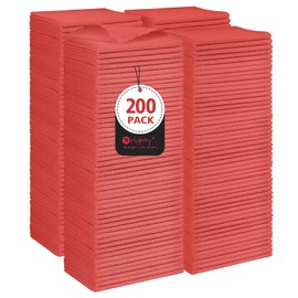 Orighty Cleaning Cloths Bulk, 200 Pack Shop Rags Reusable, Multi-Purpose Shop Towels for Cars, Microfiber Cleaning Rags for Automotive, Mechanic, Kitchen, Lint Free Towels 11.5’’ x 11.5’’, Red