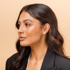 PAVOI Sterling Silver Freshwater Cultured Stud Pearl Earrings - 8.5mm AAA Quality