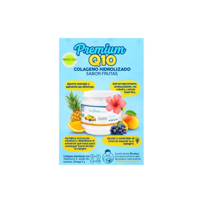 2 Colágeno Hidrolizado Premium Q10 Shelo Frutas Sheló Nabel