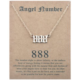 COLORFUL BLING Angel Number Necklace 111 222 333 444 555 666 777 888 999 Necklace Gold Silver Stainless Steel Angel Necklace for Women Numerology Jewelry Gifts, Metal, stainless