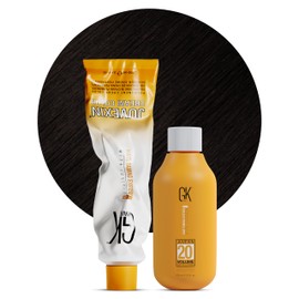 GK HAIR Global Keratin 5.1 Light Ash Chestnut Hair Color Cream Tube (3.4 Fl Oz/100ml) + 20 Volume Developer (5 Fl Oz/150ml) - Professional Permanent Long Lasting Toner Dye