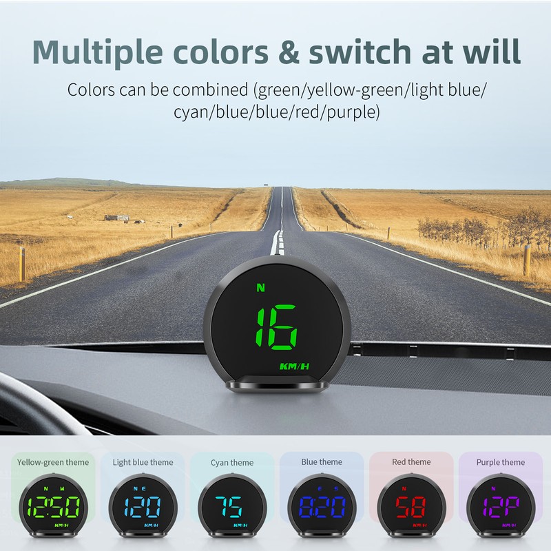 GPS HUD Speed Direction Driving Distance Overspeed Alarm Multifunctional Universal