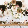 Oneday Paper Fan Party Decoration Gold Floral (8 Piece Set)