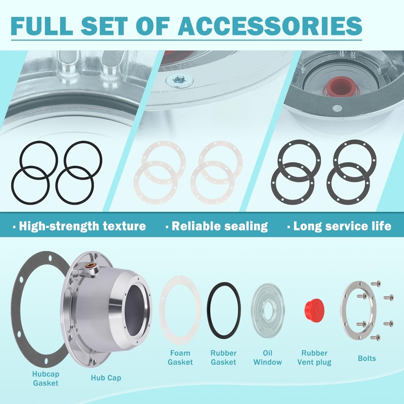 CheeMuii 4 Pack 343-4195 Trailer Hub Caps Kit 3434195 Aluminum