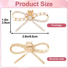 SmallCat 1 Pair Rhinestone Bow Shoe Clips for Women, Glitter Detachable Crystal Shoe Decoration Charm, Sparkling Shoe Buckles for Wedding, Party, High Heels -Gold