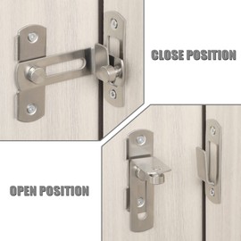 Sayayo 90 Degree Door Lock Slide Gate Latch Tiny Door Bolt, Stainless Steel Brushed Finished, EMS9001K-FBA