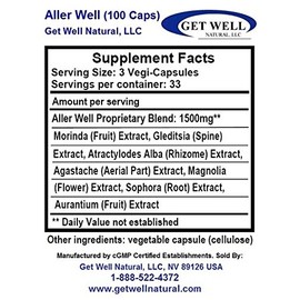 Aller Well (100 Capsules) -Concentrated Herbal Extract - Dietary Supplement- 3 Pak