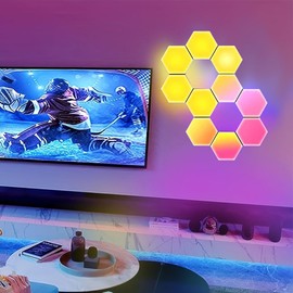 IFTHFOUR Hexagon LED Wall Light Panels: Smart RGB Color-Changing Hexagon Lights with App & Remote Control, Music Sync Mode,DIY Wall Decor for Bedroom, Gaming Room, Home Theater (8)