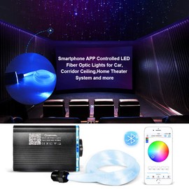 GIDERWEL Smart APP Controlled Fiber Optic Light,LED Fiber Optic Star Ceiling Light Kit with Remote Control,200pcs 6.5ft 0.03in RGBW Optic Fiber Cable and Music Light Engine for Car,Home Theater System