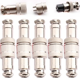 VISSQH 5 Pairs GX12 3-Pin Aviation Plug, 12 mm Male/Female Circular Connector, GX12 Aviation Connector Plug, Panel Metal Mounting Aviation Plug (Docking Type)