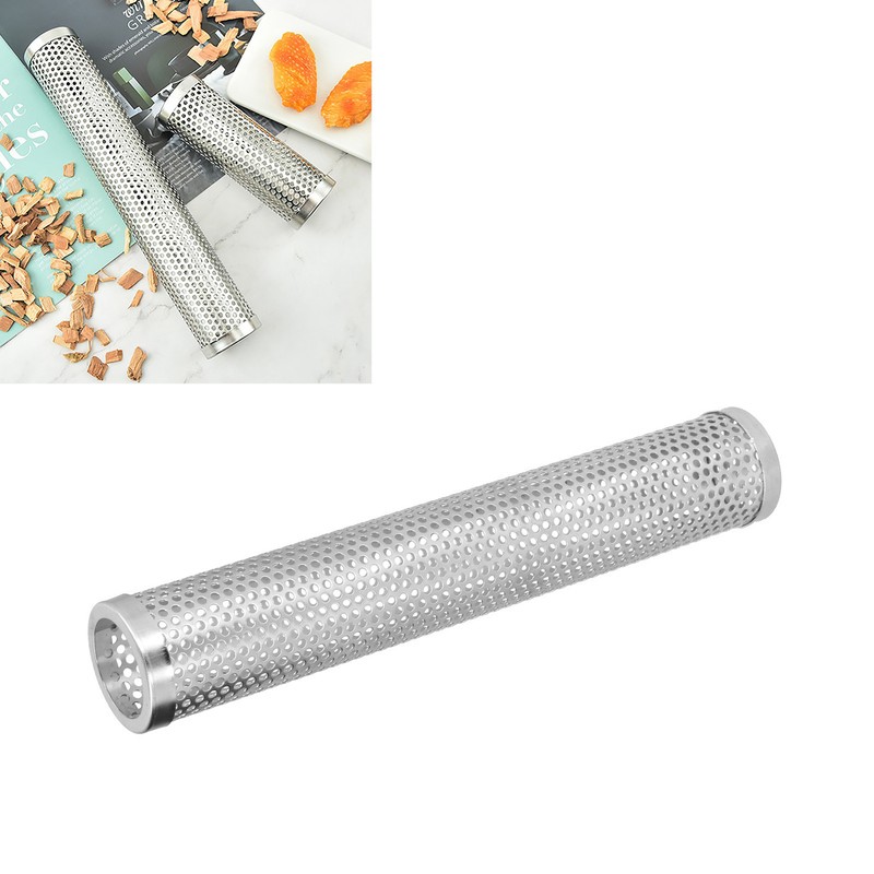 Smoker Box Cylindrical Detachable Large Capacity Fruit Wood BBQ Pellet
