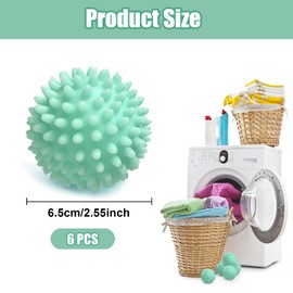 Dryer Balls, Reusable Dryer Ball, 6 Pcs Laundry Balls for Drying Clothes, Washing Clothes and Fluffing Clothes (Green)