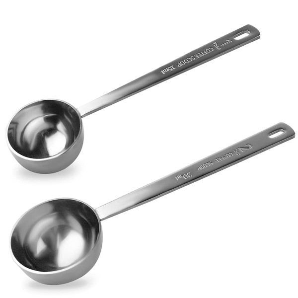 2 Pcs Coffee Scoop 18/8 Stainless Steel Measuring Coffee Spoon