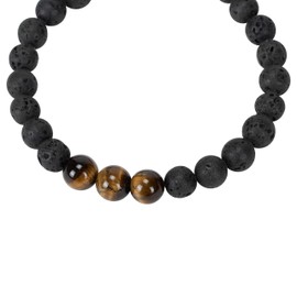 DEMDACO Amber Tone and Black One Size Fits Most Lava Stone Men's Cord Bracelet