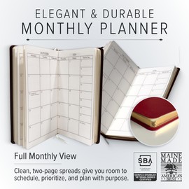 Gallery Leather Pocket Monthly Planner 2026, Elegantly Bound Calendar Planner and Notebook with Stylish Gold-Gilded Page Edges, 18 Months - Acadia Hope - 6 x 3.25 "