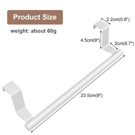 Focenat 23cm Stainless Steel Over Door Towel Rail, Over The Cabinet Towel Rail Over The Door Tea Towel Holder No Drilling Non Slip Towel Rack Hang on Outside of Doors for Kitchen Bathroom Cupboards