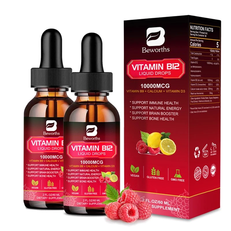 60ML Vitamin B12 Supplement Liquid Drops Extra Strength Suport Immunity
