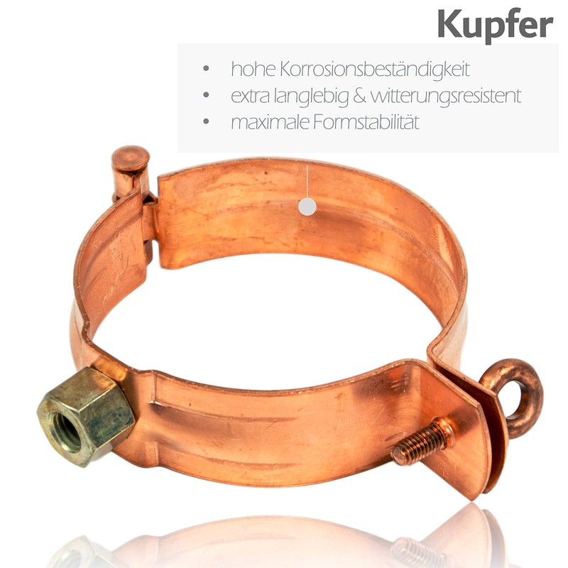 Downpipe Clamp Copper 87 mm with M8/M10 Thread Connection -