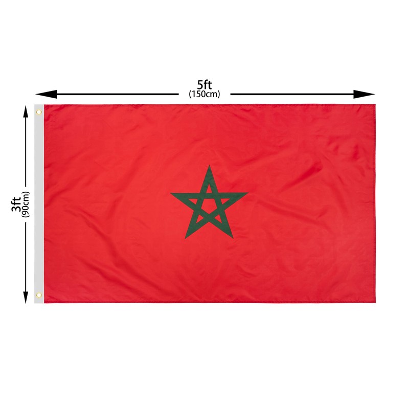 DANF Morocco Flag 3x5 Ft Thick Polyester, Fade Resistant, Brass
