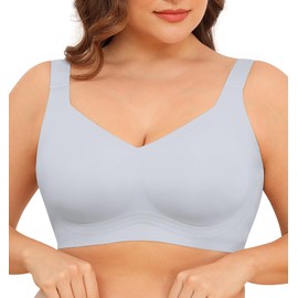 Xcutting Soft Sleep Wirefree Bras for Women Full Coverage No Underwire Wireless Bras Comfortable Sports Bras for Sagging Breasts Padded Plus Size Bra (Grey,X-Large)