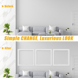 3 Set Accent Wall Molding Kit, Wall Panels for Interior Wall Decor, White Ready to Assemble Wainscoting Accent Panel for Home Decor (20 x 20 in)